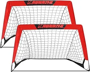 L RUNNZER Kids Soccer Goal, Pop Up Soccer Goal Net for Backyard, Set of 2 with Portable Carrying Case