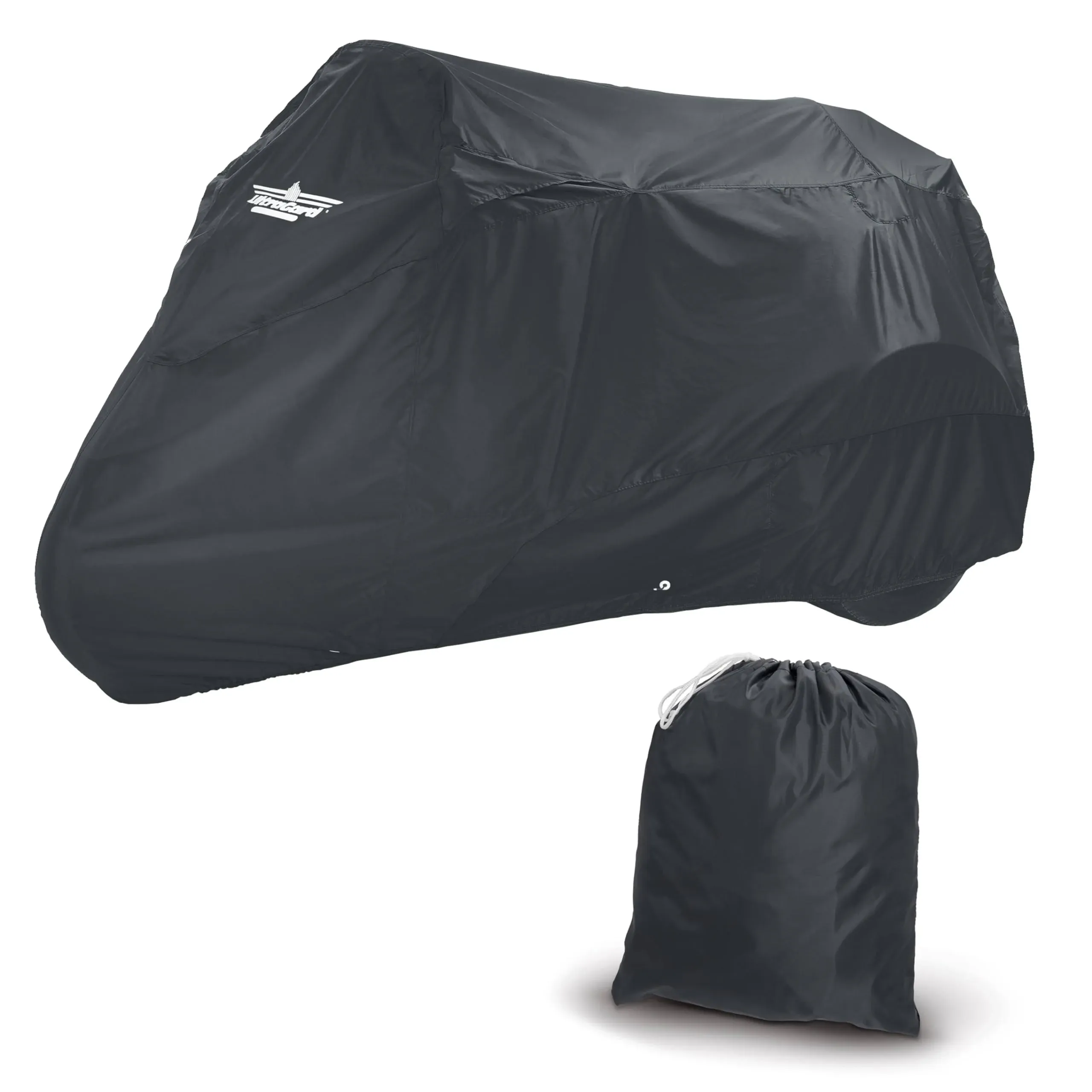 Motorcycle Trike Cover - Weather-Resistant with Elastic Hem, Rustproof Grommets, Storage Bag, Windshield Liner, Antenna Flaps & Expandable Windshield Pockets