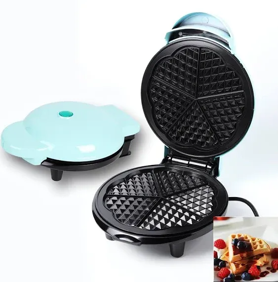 Heart Waffle Maker - Non-Stick Waffle Griddle Iron with Browning Control - 5 Hea