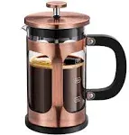 Bayka French Press Coffee Tea Maker, 304 Stainless Steel Coffee Press, Heat Resistant Thickened Borosilicate Glass, 21 Ounce, Copper