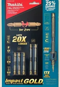 Makita B-44987 Impact GOLD 7 Pc. Double‑Ended Power Bits with Mag Boost.