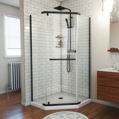 DreamLine SHEN-2136360-09 Prism 36 1/8 in. x 72 in. Frameless Neo-Angle Pivot Shower Enclosure Finish: Black