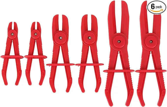 MIVIDE 6 Pack Hose Clamp Pliers Hose Pinch Pliers Line Clamps for Fuel Hoses, Gas Lines Brake Hoses, Radiator Hoses, Coolant Hoses, Flexible Hoses, Red