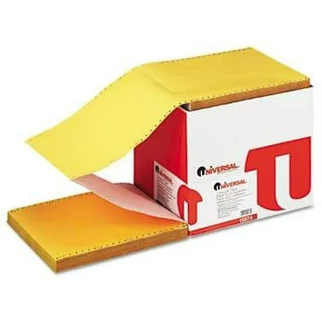 Universal® 4-Part Carbonless Paper, 15lb, 9-1/2 x 11, Perforated.