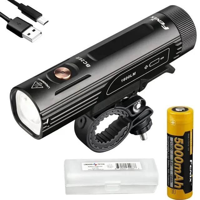 Fenix BC26R Rechargeable Bike Light with LumenTac Battery Organizer, Size: 45, Black