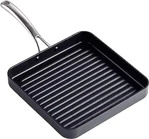 Cooks Standard Nonstick Square Grill Pan 11 x 11-Inch, Hard Anodized Grilling Skillet Pan Cookware for Camping, Home Use