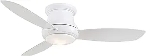 Minka-Aire F519L-WH, Concept II LED White Flush Mount 52" Ceiling Fan with Light & Remote Control