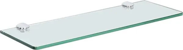 SAYAYO Floating Glass Shelves for Bathroom, 15 x 5 Inch Chrome Tempered Glass Shelf for Wall 1 Pack, Clear