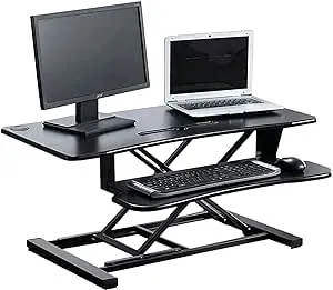 Legend Vansen 32&#034; Adjustable Height Modern MDF Wood Workstation in Black