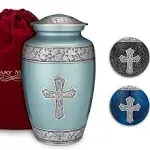 Honorary Memorials Turquoise Sacred Cross Cremation Urn for Human Ashes