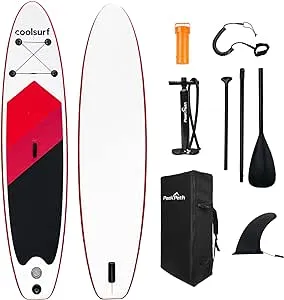 Inflatable Stand Up Paddle Board (6’’ Thick) with Premium SUP Accessories&Bag,Bottom Fin for Paddling,Surf Control,Non-Slip Deck,Leash,Paddle and Two-Way Hand Pump|Youth&Adult Standing Boat