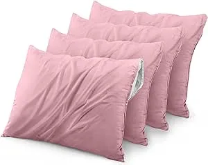 Utopia Bedding Waterproof Zippered Pillow Encasement (4 Pack) Queen Pink – Be...