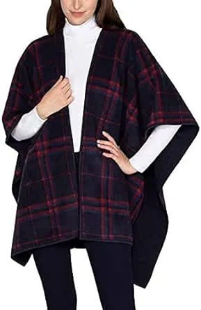 Ike Behar Women&#039;s Reversible Fashion Wrap One Size Black/Burgundy Plaid NIP