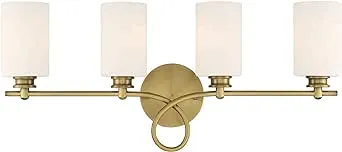 Savoy House 8-530-4-322 Woodbury 4-Light Bathroom Vanity Light in Warm Brass (28" W x 12"H)