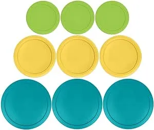 1, 2 & 4 Cup Replacement Lids/Covers for Pyrex, Anchor Hocking & Klare Ware Storage Bowls (Glass Container Not Included) Microwave, Freezer & Top Rack Dishwasher Safe (9 Pack, Blue)