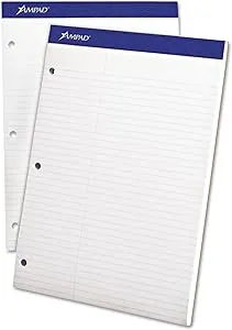 Ampad 20345 Double Sheets Pad, Law Rule, 8 1/2 x 11 3/4, White, 100 Sheets