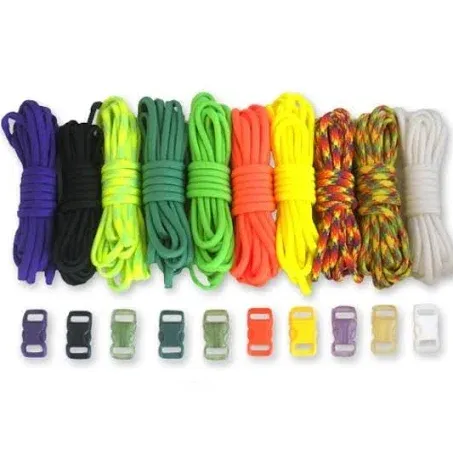 Paracord Planet 550lb Type III Paracord Combo Crafting Kits with Buckles