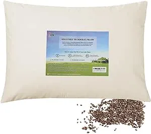 Lofe Organic Buckwheat Pillow for Sleeping - 16''x22'', Adjustable Loft, Breathable for Cool Sleep, Cervical Support for Back and Side Sleeper