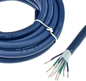 Conext Link Msc918-20 20 Feet 9 Conductors Blue Speed Wire Primary Wire Speaker Cable 18 AWG Gauge Ga 100% OFC Copper Stranded Trailer