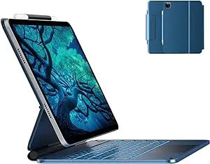 typecase Edge Keyboard Case for iPad Air 11-inch (2024 M2) & iPad Pro 11 inch (4th/3rd/2nd/1st Gen),Magic Keyboard for Air 5th/4th Gen,Multi-Touch Trackpad,11 Colors Backlight,Pacific Blue