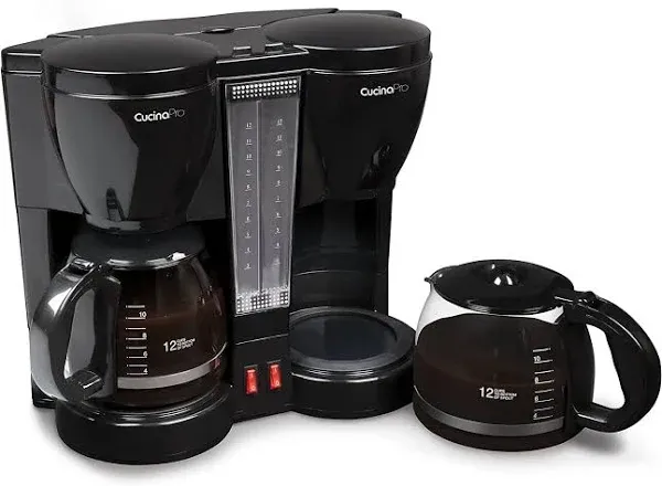 Cucinapro Double Coffee Brewer Station - Dual Coffee Maker Brews Two 12-Cup Pots, Each with Individual Heating Elements