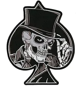 Top Hat Skull Patch 10" | Spade Skeleton Halfskull Iron On Embroidered Large   | eBay