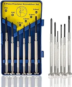 6Pcs Small Screwdriver Set, Mini Screwdriver Set, Eyeglass Repair Screwdriver with 6 Different Size Flathead and Philips Screwdrivers, Ideal for Watch, Jewelers