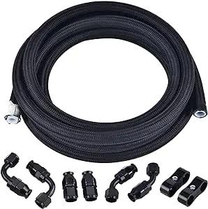 EVIL ENERGY 8AN PTFE Fuel Line Kit, AN8 E85 Fuel Hose Line 10FT Black