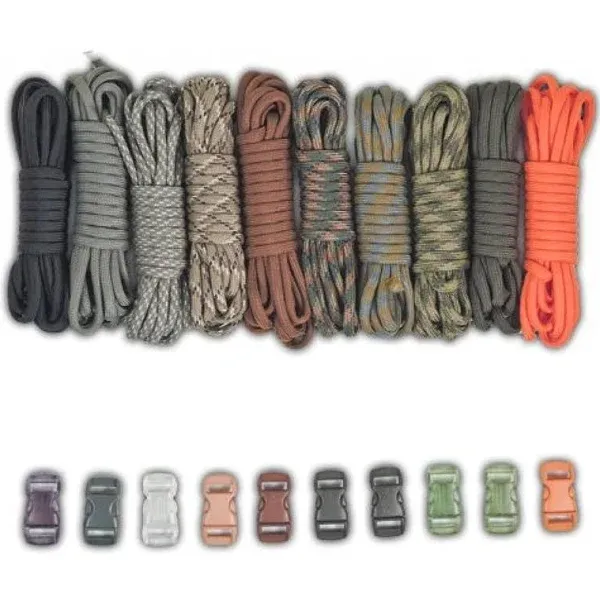 Paracord Planet 550lb Type III Paracord Combo Crafting Kits with Buckles