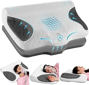 Cervical Pillows for CPAP Sleeper, Side Sleeper Pillow for Neck and Shoulder Pain, Adjustable Ergonomic Orthopedic Bed Pillow for Back, Side and Stomach Sleepers, Dark Grey