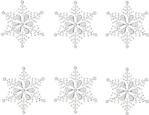 6 x Large Snowflake Rhinestone Stickers Embellishments Sparkly Resin Self Adhesive Stickers for Crafts Christmas Cards