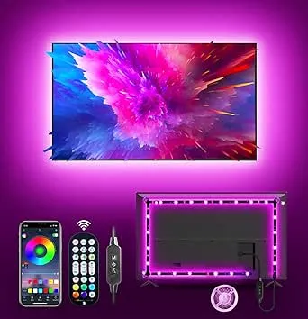 MATICOD LED Lights for TV Led Backlight, 13.1ft RGB Led Strip Lights for TV Lights Behind, TV LED Lights for 45-60in TV with Bluetooth Smart App Remote Control Music Sync, USB Powered RGB 5050