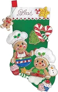 Design Works Felt Stocking Applique Kit 18" Long-Gingerbread Bakers