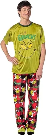 Dr. Seuss GRINCH Men's Pajama Pants Shirt and Socks 3 Piece Pajama Set