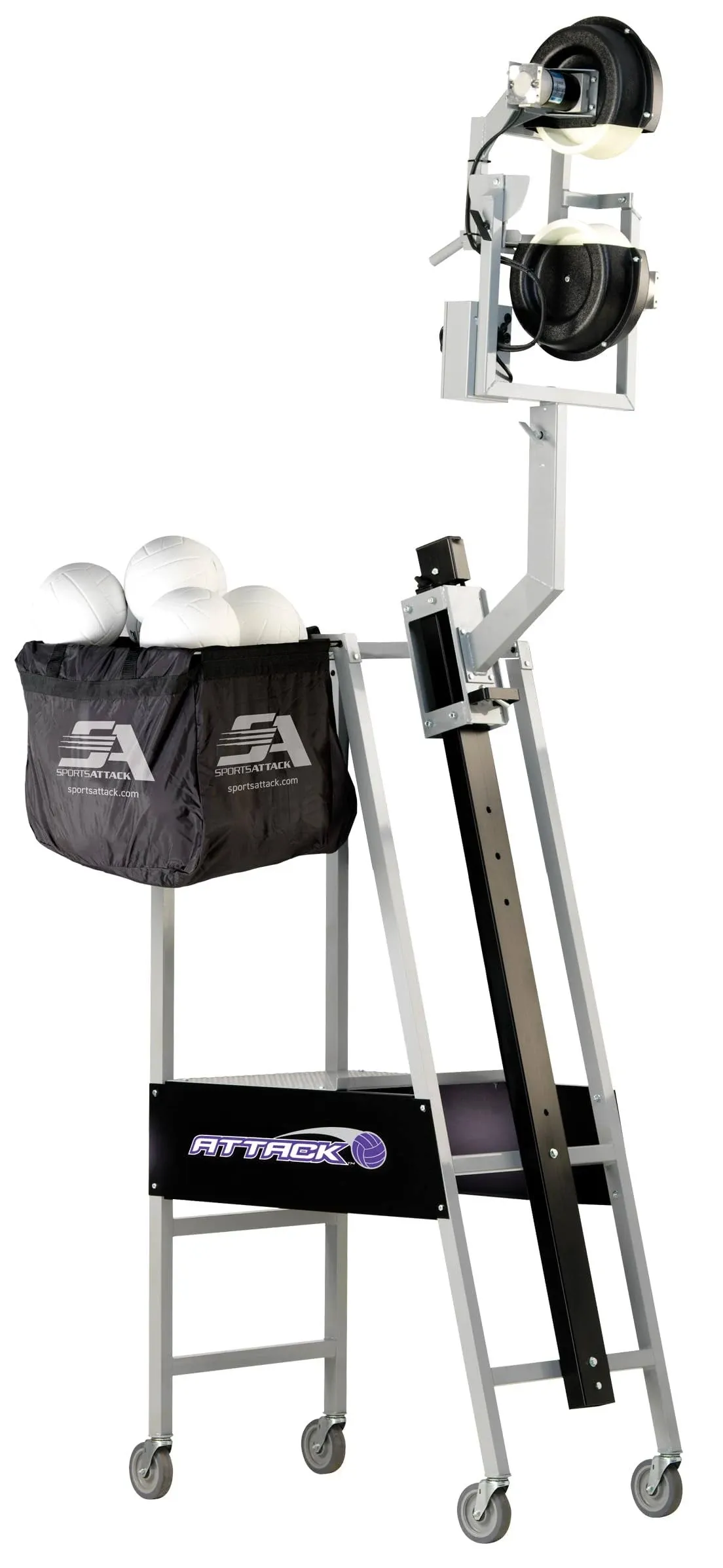 Attack Volleyball Machine, a Professional Training Tool (Mens Programs) for Serve Receive, Defensive, Blocking and Attacking Drills, grey, black