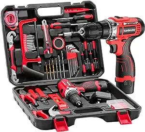 Home Tool Set with Power Drill, 85 Piece Electric Drill Kit with 12V Cordless Drill Driver, Household Tool Kit for All Purpose, Drill Sets Combo Kit with Tool Case for DIY Project and House Repair