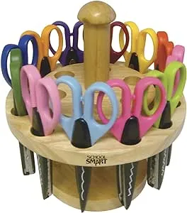 School Smart Paper Edger Scissors, 6-1/2 x 2-1/2 Inches, Assorted Colors, Set of 12