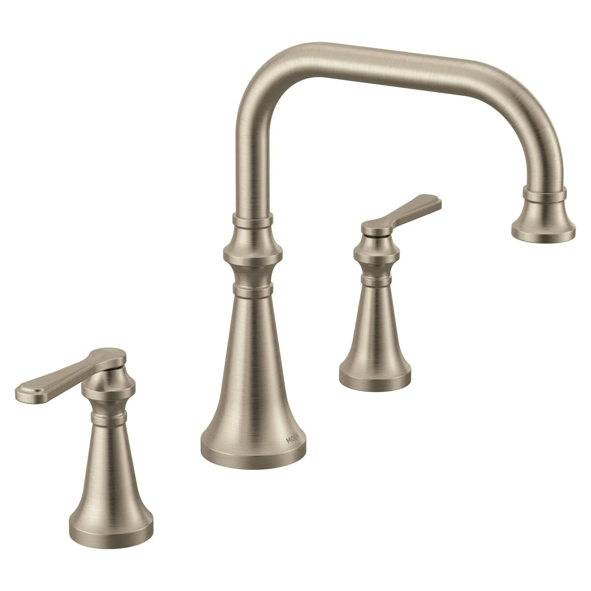 Moen TS44503BN Colinet Two Handle Deck-Mount Roman Tub Faucet Trim with Lever Handles, Valve Required, Brushed Nickel