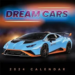 TF PUBLISHING 2024 Dream Cars Wall Calendar | Large Grids for Appointments and Scheduling | Vertical Monthly Wall Calendar 2024 | Home and Office Organization | Premium Gloss Paper | 12"x12”