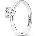 Pandora Sparkling Heart Solitaire Ring 191165C01 Zilverkleurig