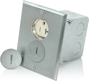 Leviton 25349-TFN 1-Gang 20A Duplex Tamper Resistant Receptacle Floor Box ...