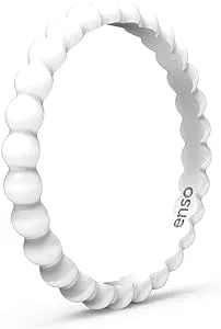 Enso Rings Stackable Beaded Silicone Wedding Ring – Hypoallergenic Unisex Stackable Wedding Band – Comfortable Minimalist Band – 2.5mm Wide, 8mm Thick