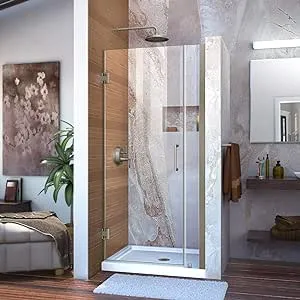 DreamLine Unidoor 35-36 in. W x 72 in. H Frameless Hinged Shower Door in Brushed Nickel, SHDR-20357210-04