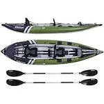 Elkton Outdoors Steelhead Inflatable Fishing Kayak - Two-Person Angler Blow Up Kayak