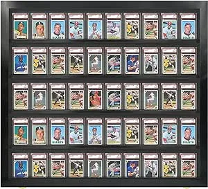 Baseball Card Display Case - 50 Graded Sports Card Display Frame Lockable - PSA Graded Card Case with UV Protection | Pokemon Card Display for Football & Basketball