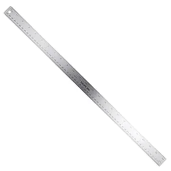 Stainless Steel 15 Inch Metal Ruler Non-Slip Rubber Back, with Inch and Metric Graduations