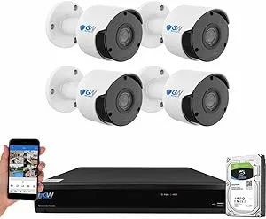 GW Security 8MP Security Camera System Outdoor with AI Face/Human/Vehicle Detection, 8CH 4K DVR and 4 x 3840TVL 8MP Microphone Home Coaxial CCTV Cameras, Smart AI Playback, Email Alert, 1TB Hard Drive