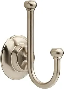 Delta Porter (1-Pack) Towel Hooks SpotShield Brushed Nickel Double Bathroom J Hooks Wall Mounted for Robes & Towels Hand Towel Hook Holder Kitchen, Bathroom Accessories PTR35-BN