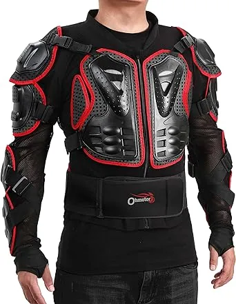 OHMOTOR Motorcycle Body Protective Jacket Armor Men, Motocross Riding Protective Gear,ATV Dirt Bike Chest Spine Protector