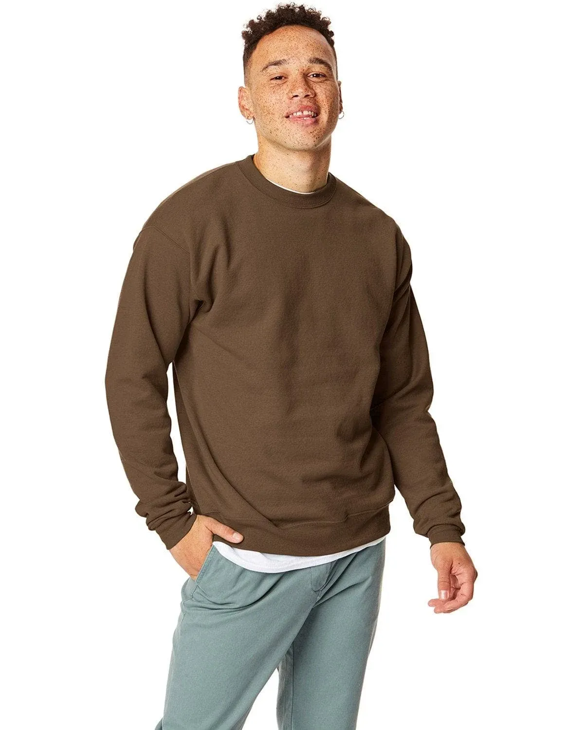 Hanes EcoSmart Crewneck Sweatshirt - Army Brown - 5XL